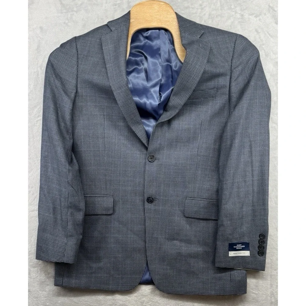 Hart Schaffner Marx Modern‎ New York Fit Wool Silk Blue Men's 40 L Long NWT $595